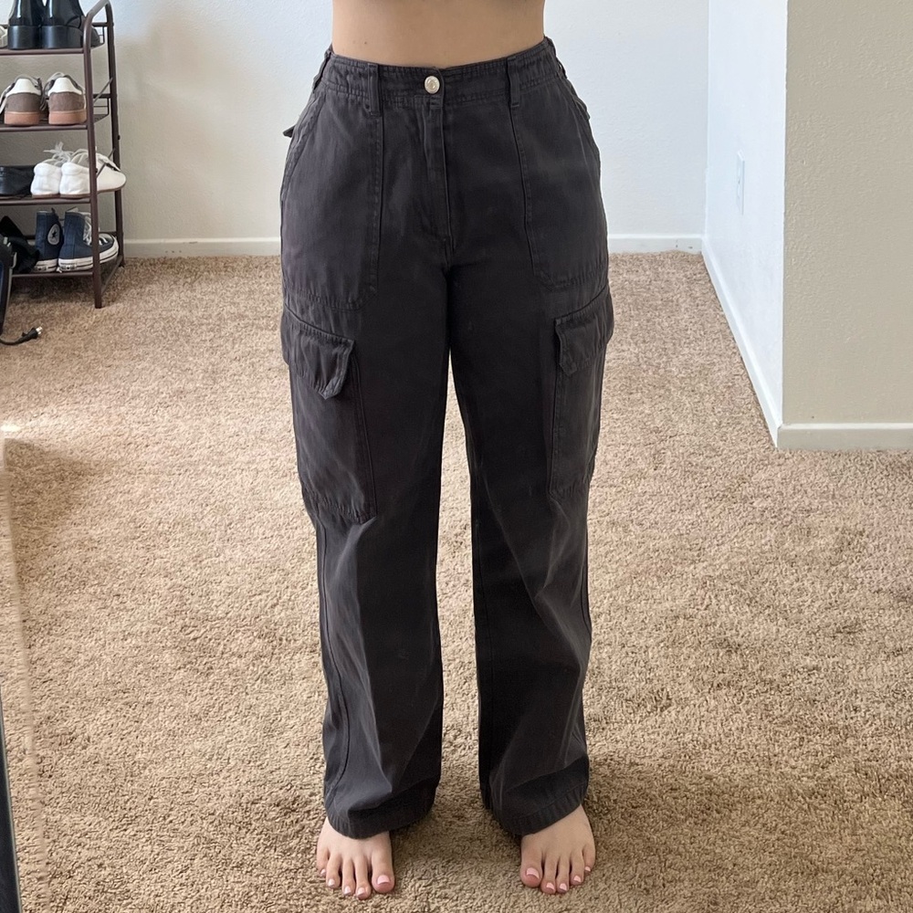 Zara Dark Gray Wide-Leg Cargo Pants